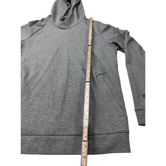 Lululemon Womens Small Petite Gray Hooded Pullover Sweater Textured Knit Long Sl - Picture 6 of 9